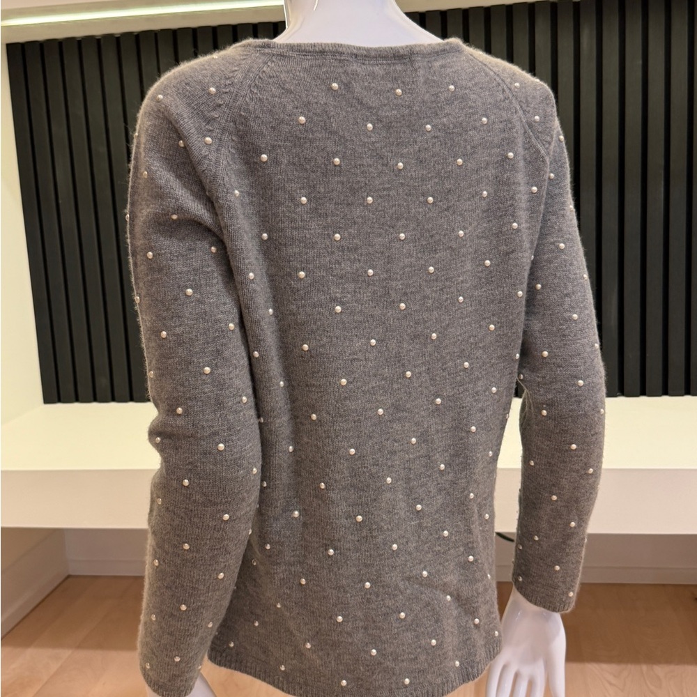 InCashmere Grey Pearl-Dotted Crewneck Sweater - Picture 5 of 7